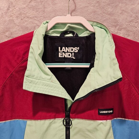Lands End Jacket Mens Large colorful retro hipster wind breaker beachy coastal - Picture 4 of 16